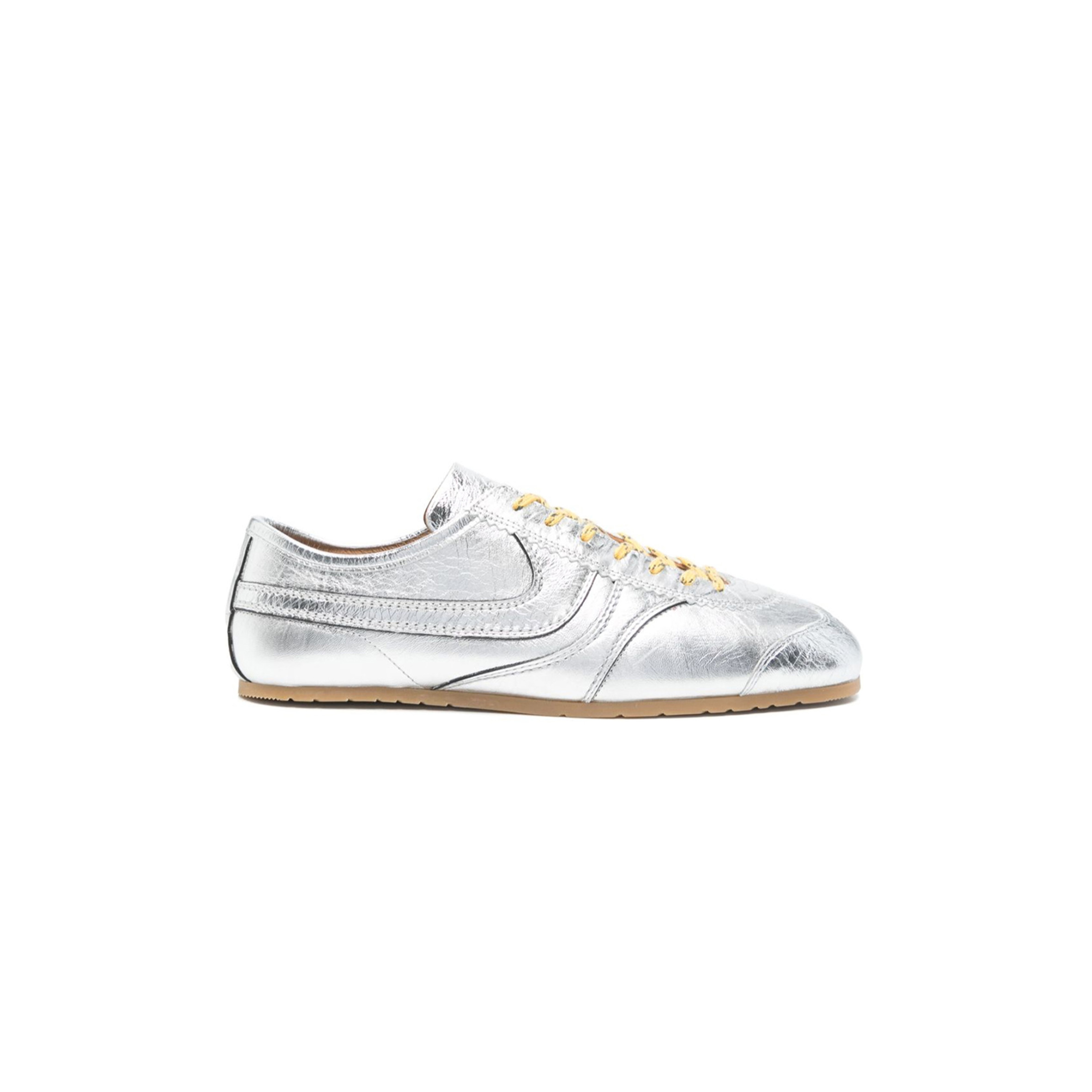 DRIES VAN NOTEN METALLIC CRINKLED LEATHER SNEAKERS MS2511500